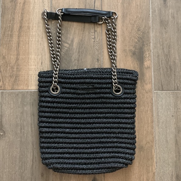 NEW KURT GEIGER Chelsea Raffia Tote Bag Black Small - Picture 3 of 9